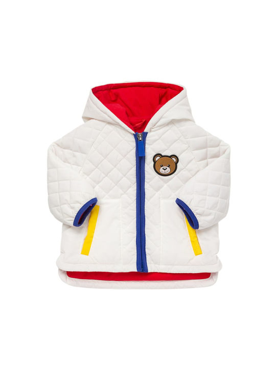 Moschino: Quilted nylon zip jacket - Beyaz - kids-boys_0 | Luisa Via Roma