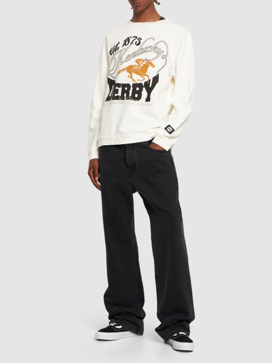 Homme+Femme: Bedrucktes Sweatshirt „K. Derby 1875“ - Weiß - men_1 | Luisa Via Roma