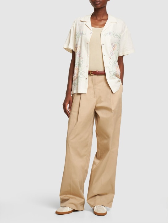 Harago: Camicia Kantha in cotone con ricami - Off-White - women_1 | Luisa Via Roma
