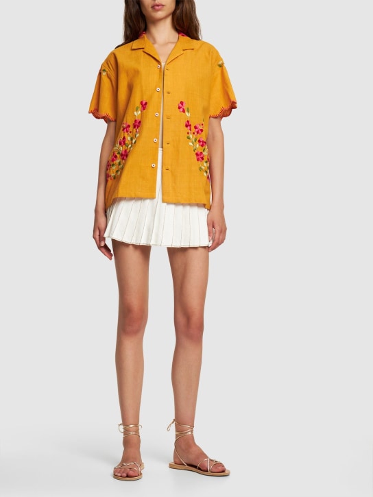 Harago: Table cloth embroidered cotton shirt - women_1 | Luisa Via Roma
