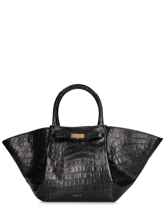 DeMellier: Midi New York croc effect leather bag - Black - women_0 | Luisa Via Roma