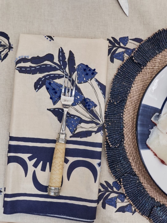 Johanna Ortiz: Lot de 4 serviettes de table en coton - Bleu - ecraft_1 | Luisa Via Roma