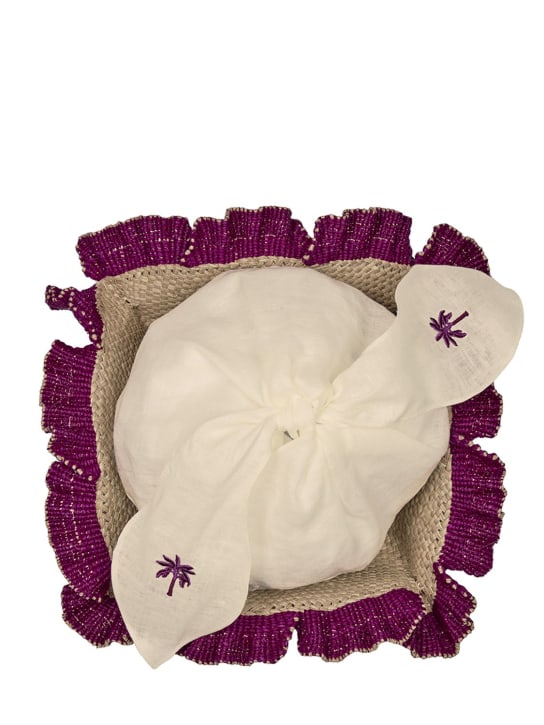 Johanna Ortiz: Set of 2 embroidered cloth bread baskets - Kahverengi - ecraft_1 | Luisa Via Roma