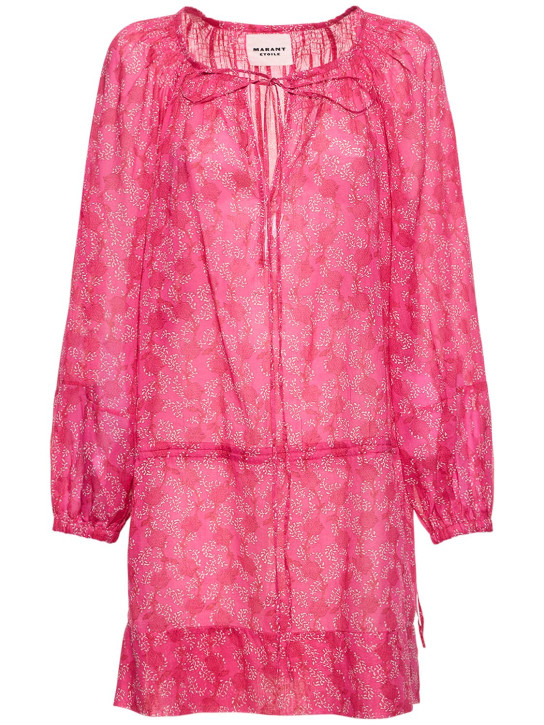 Marant Etoile: Robe courte en coton imprimé parsley - Fuchsia/Multicolore - women_0 | Luisa Via Roma