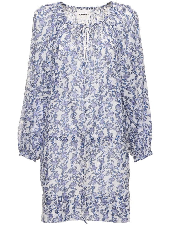Marant Etoile: Robe courte en coton imprimé parsley - Bleu/Multi - women_0 | Luisa Via Roma