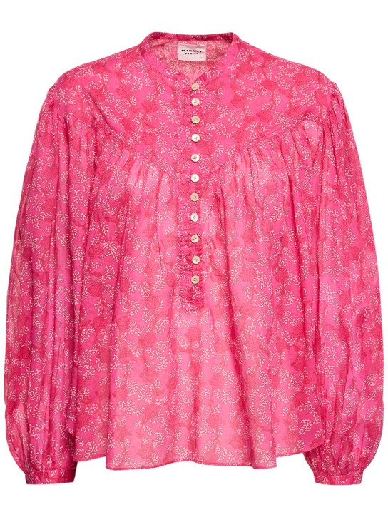 Marant Etoile: Camisa de algodón con botones - Fucsia/Multi - women_0 | Luisa Via Roma