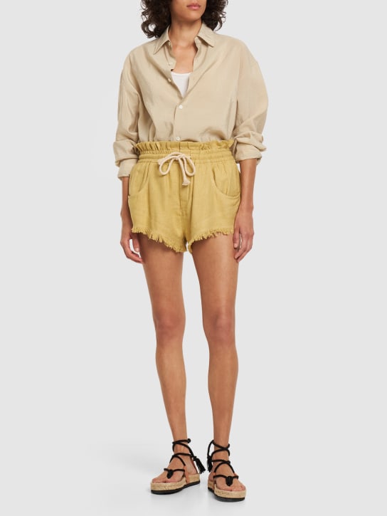 Marant Etoile: Talapiz fringed silk shorts - Yellow - women_1 | Luisa Via Roma