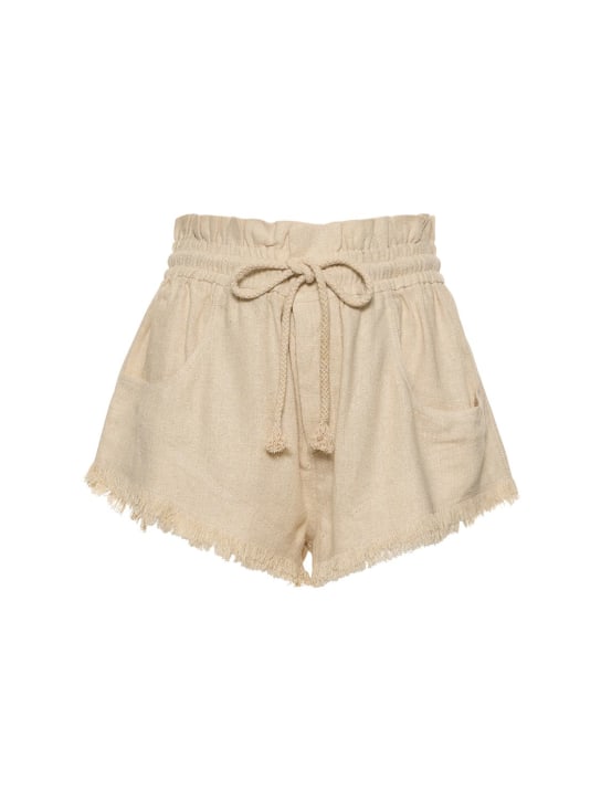 Marant Etoile: Shorts de seda con flecos - Beige - women_0 | Luisa Via Roma