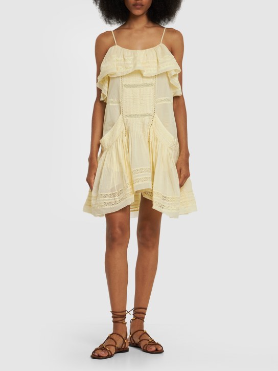 Marant Etoile: Moly ruffled cotton mini dress - Yellow - women_1 | Luisa Via Roma