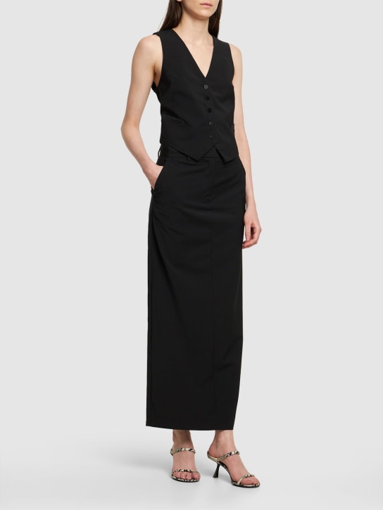 Matteau: Gonna relaxed fit sartoriale in lana - Nero - women_1 | Luisa Via Roma