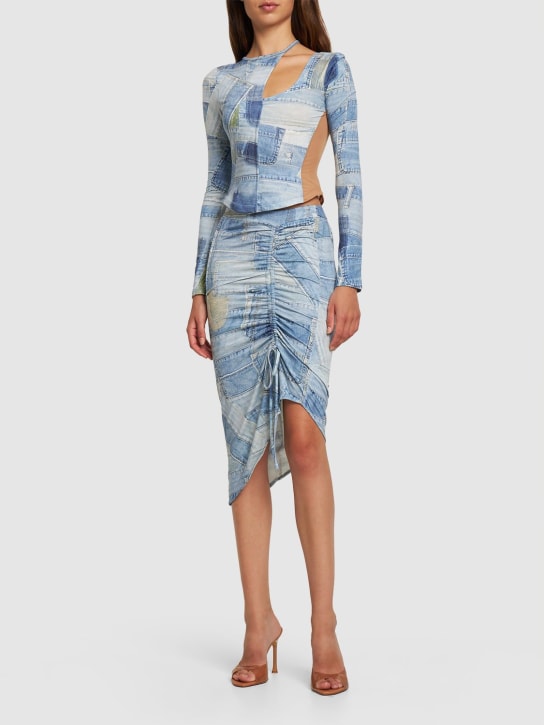 Andersson Bell: Anja patch print jersey midi skirt - Multicolor - women_1 | Luisa Via Roma