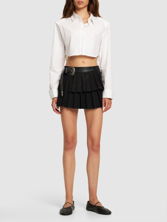 Andersson Bell: Birdie wool double pleated mini skirt - Black - women_1 | Luisa Via Roma