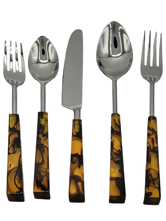 Les Ottomans: Leopard cutlery set - Silver/Brown - ecraft_0 | Luisa Via Roma