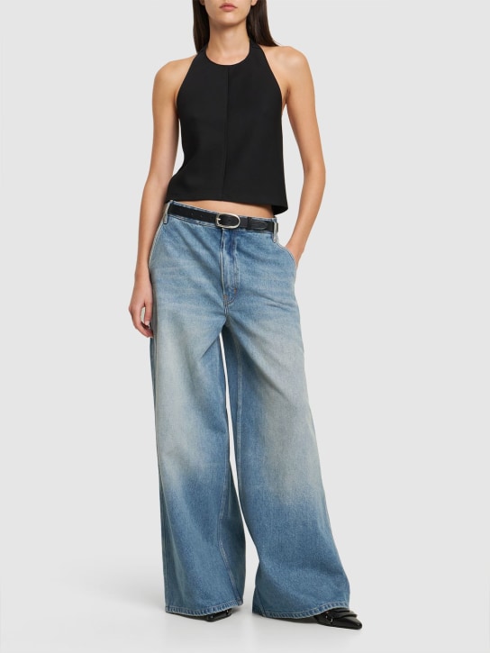 Gauchere: Jeans anchos de denim con cintura baja - Azul - women_1 | Luisa Via Roma