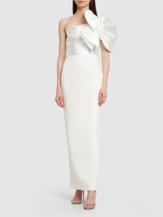 Solace London: Iyana twill crepe knit long dress - White - women_1 | Luisa Via Roma