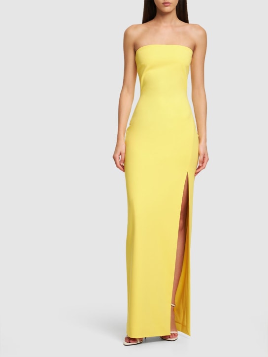 Solace London: Zora绉纱针织长款连衣裙 - 黄色 - women_1 | Luisa Via Roma