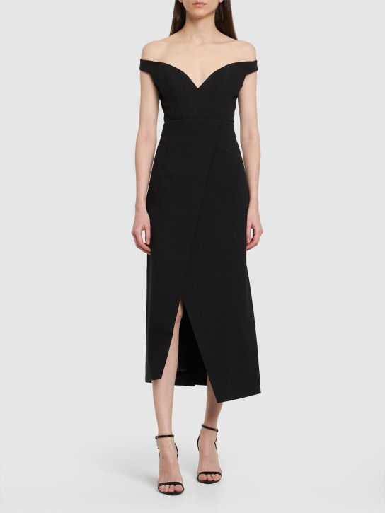 Solace London: Vestido midi de crepé - Negro - women_1 | Luisa Via Roma