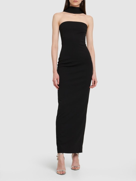 Solace London: Amari crepe long dress - Black - women_1 | Luisa Via Roma