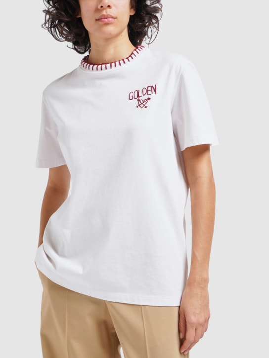 Golden Goose: T-shirt Journey in cotone con logo - women_1 | Luisa Via Roma