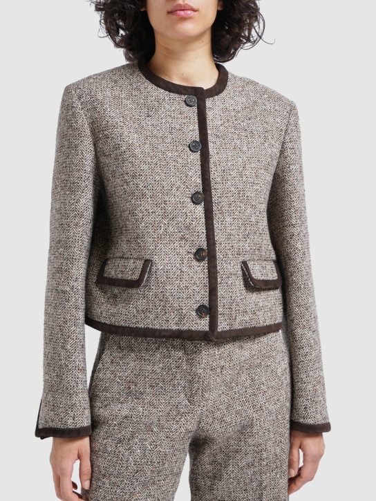Golden Goose: Journey Boxi wool blend jacket - Beige/Brown - women_1 | Luisa Via Roma