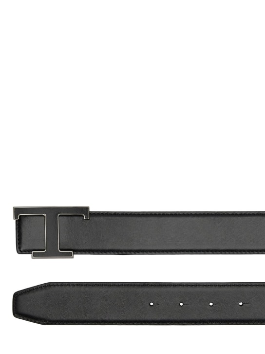 Tod's: 3.5cm Logo leather belt - Black - men_3 | Luisa Via Roma