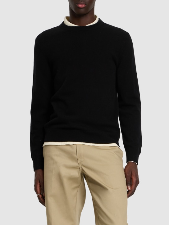 Theory: Hilles cashmere knit crewneck sweater - Black - men_1 | Luisa Via Roma