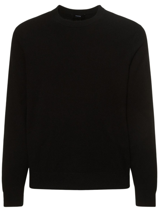Theory: Hilles cashmere knit crewneck sweater - Siyah - men_0 | Luisa Via Roma