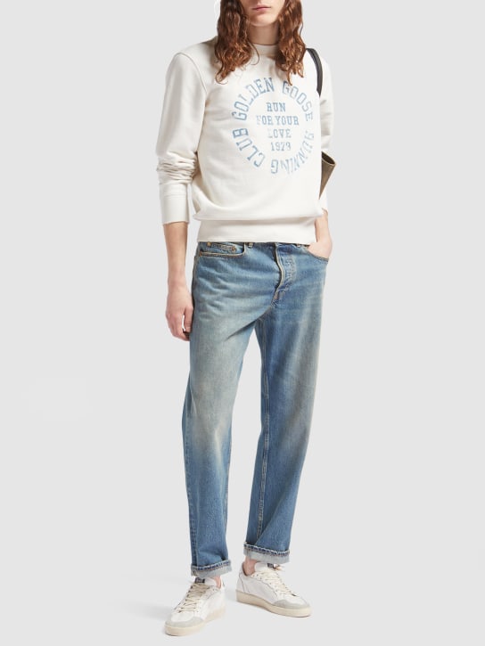 Golden Goose: Jeans de denim de algodón - Azul - men_1 | Luisa Via Roma