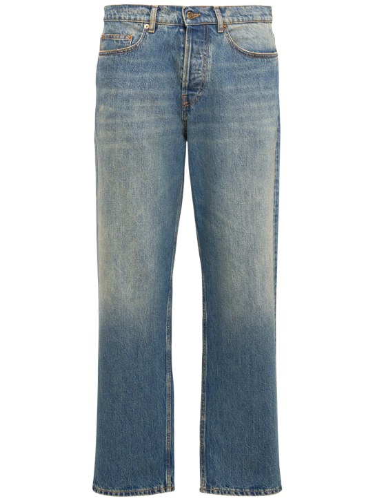 Golden Goose: Journey dirty wash cotton denim jeans - Blue - men_0 | Luisa Via Roma