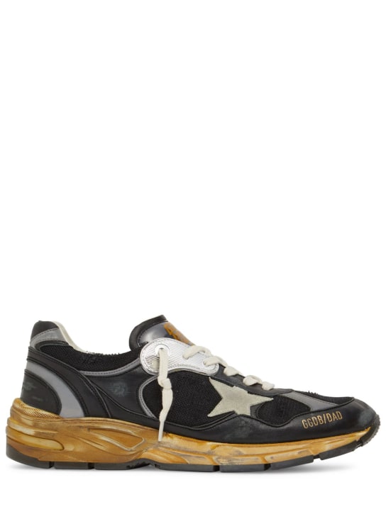 Golden Goose: 30mm Sneakers aus Netz & Nappaleder „Running Dad“ - Schwarz/Silber - men_0 | Luisa Via Roma
