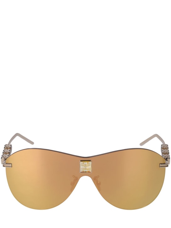 Givenchy: Maskensonnenbrille aus Metall „4Gem“ - Gold/Roviex - men_0 | Luisa Via Roma