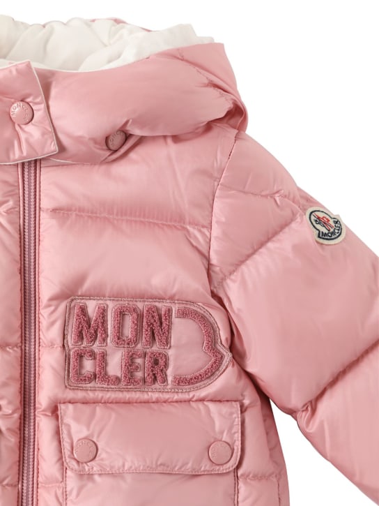 Moncler: Abbaye matt down jacket - Açık Pembe - kids-girls_1 | Luisa Via Roma