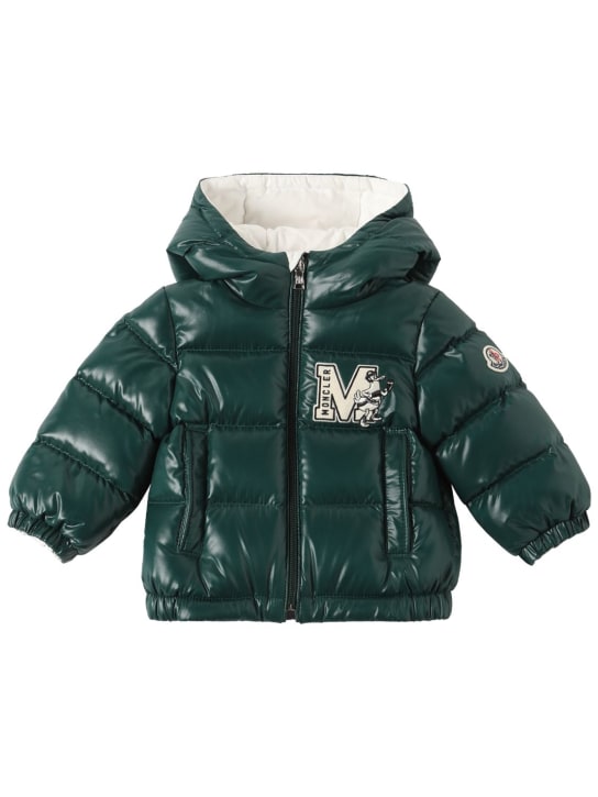 Moncler: Arslan nylon laqué down jacket - Forest Green - kids-girls_0 | Luisa Via Roma