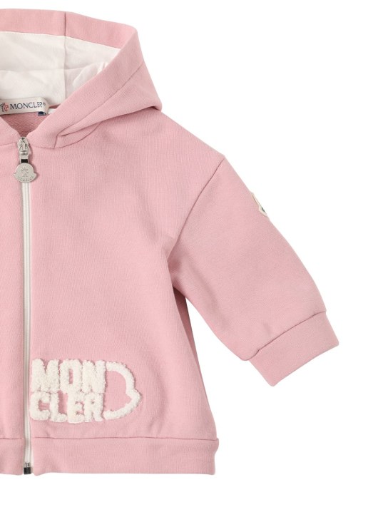 Moncler: 棉质连帽卫衣&运动裤 - 粉色 - kids-girls_1 | Luisa Via Roma