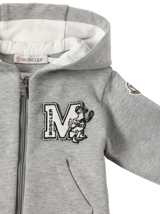 Moncler: Stretch cotton hoodie & sweatpants - Grey - kids-girls_1 | Luisa Via Roma