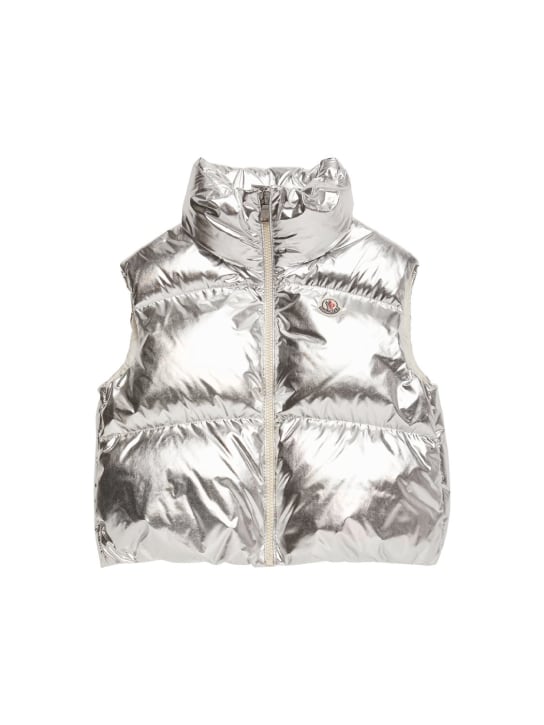 Moncler: Blavet mirror coated nylon down vest - Silver - kids-girls_0 | Luisa Via Roma