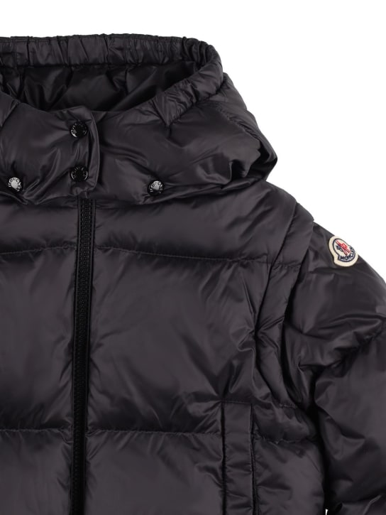 Moncler: Vanya matt nylon down jacket - Siyah - kids-girls_1 | Luisa Via Roma