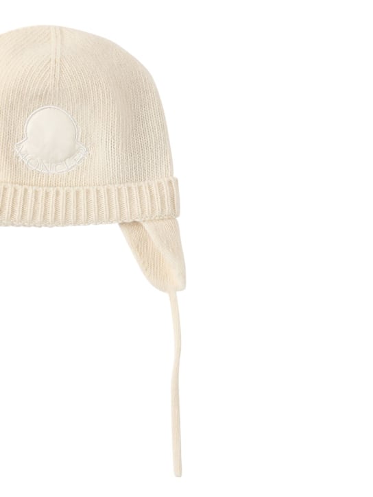 Moncler: Carded wool beanie - Natural - kids-boys_1 | Luisa Via Roma