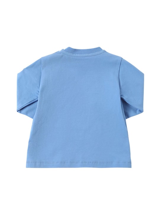 Moncler: Langarm-Shirt aus Baumwolljersey - Pastel Blue - kids-girls_1 | Luisa Via Roma