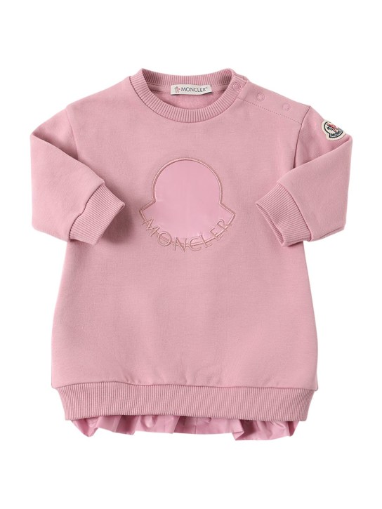 Moncler: Vestido de algodón stretch - Medium Pink - kids-girls_0 | Luisa Via Roma
