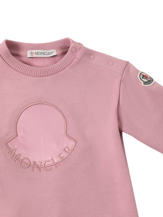 Moncler: 브러시드 스트레치 코튼 드레스 - Medium Pink - kids-girls_1 | Luisa Via Roma