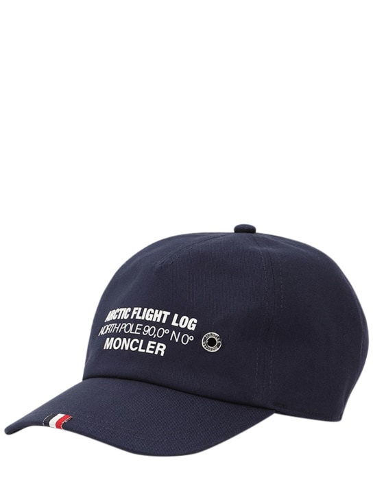 Moncler: Cotton gabardine baseball hat - Lacivert - kids-boys_1 | Luisa Via Roma