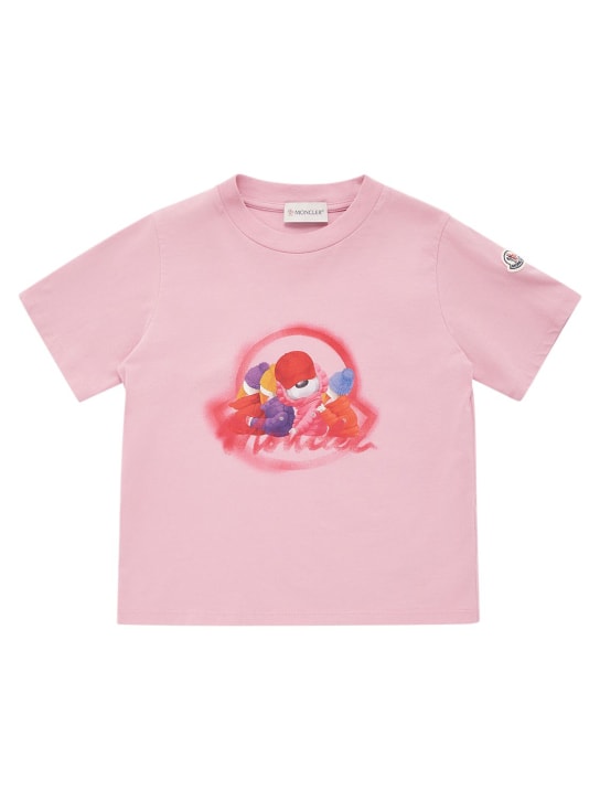 Moncler: 코튼 저지 티셔츠 - Medium Pink - kids-girls_0 | Luisa Via Roma