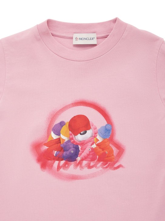 Moncler: Camiseta de algodón jersey - Medium Pink - kids-girls_1 | Luisa Via Roma