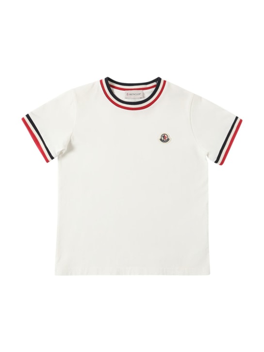 Moncler: T-shirt in jersey di cotone - Bianco - kids-boys_0 | Luisa Via Roma