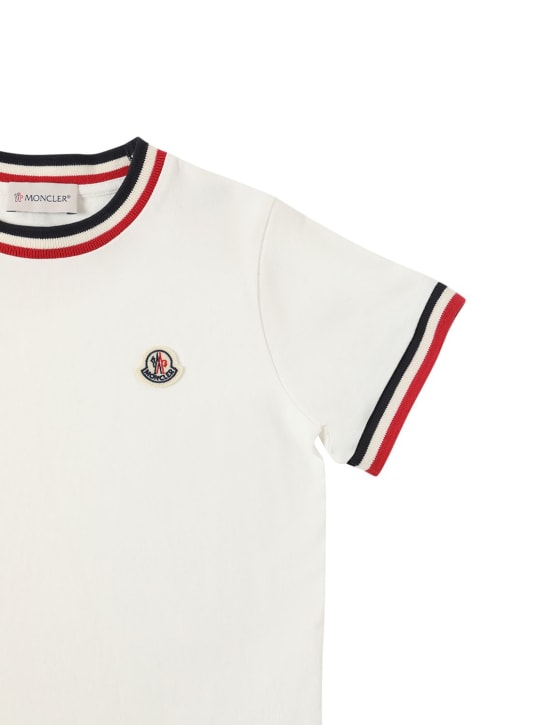 Moncler: T-shirt in jersey di cotone - Bianco - kids-boys_1 | Luisa Via Roma
