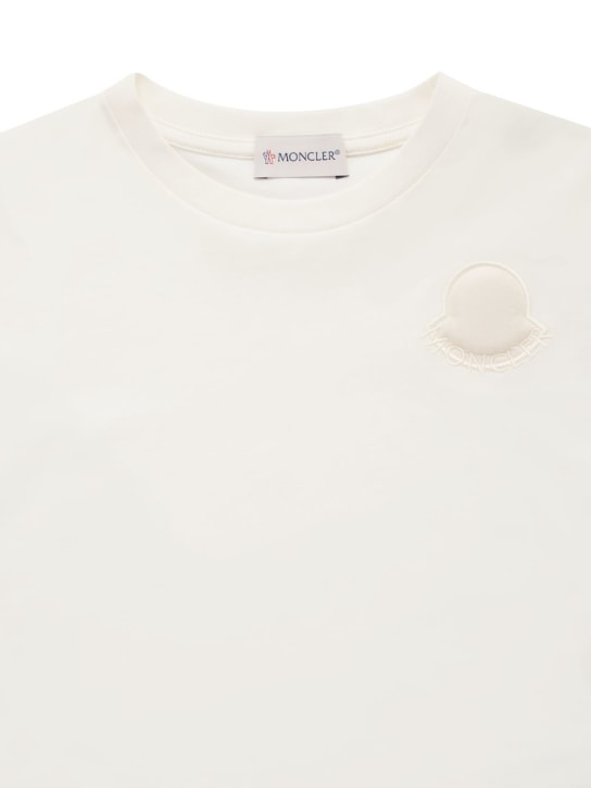 Moncler: Cotton jersey l/s t-shirt - Natural - kids-girls_1 | Luisa Via Roma