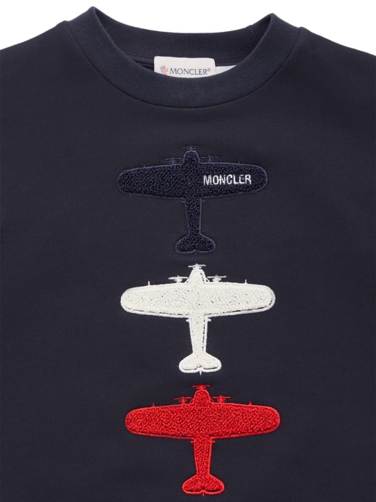 Moncler: Brushed cotton sweatshirt - Navy - kids-boys_1 | Luisa Via Roma