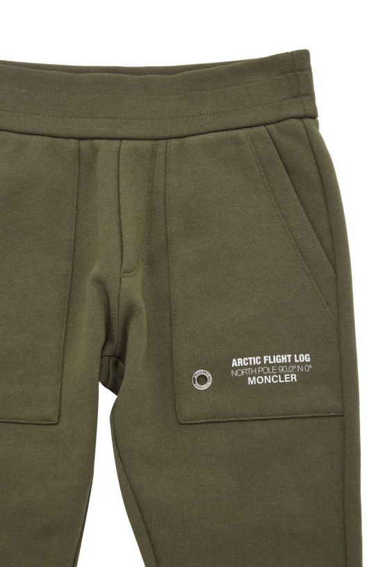 Moncler: Pantalones deportivos de algodón cepillado - Verde Oscuro - kids-boys_1 | Luisa Via Roma