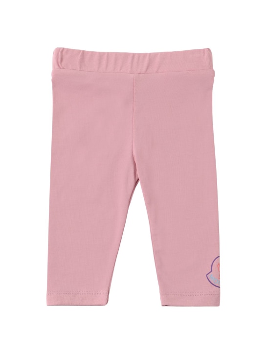 Moncler: 弹力平纹针织紧身裤 - Medium Pink - kids-girls_0 | Luisa Via Roma